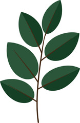 Green leaves branch vector illustration with natural simple design and smooth shapes