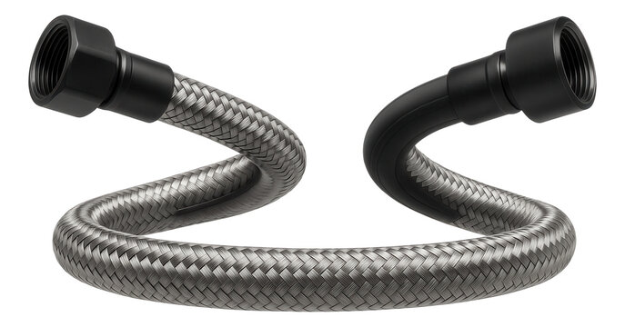 Flexible hose with a noise-reducing design for connecting water softeners in a townhome.
