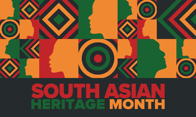 South Asian Heritage Month. Celebrate the diverse cultures and histories of South Asia. Traditional pattern. Creative art poster. Vector illustration