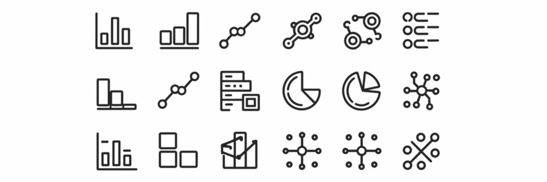 Icon sheet of basic chart types &ndash; Perfect for educational content, analytics apps, or financial dashboards