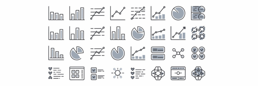 Clean vector icons of chart types &ndash; Ideal for minimal business infographics, spreadsheets, or report designs