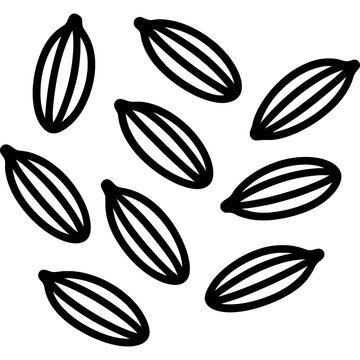 Cumin seeds outline icon vector