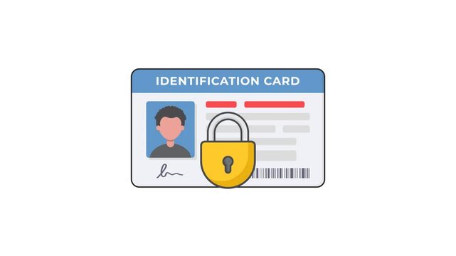 4k animation of an identification card featuring a lock symbol, emphasizing security and privacy measures.