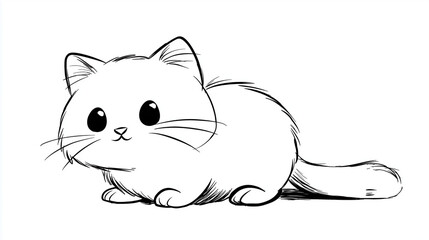 a line drawing of a cat, ideal for coloring book