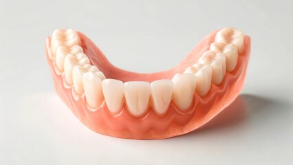 Obraz premium Artfully lit, this image showcases a single lower dental plate, highlighting the precision and aesthetic appeal of modern dentures, perfect for illustrating topics related to prosthodontics