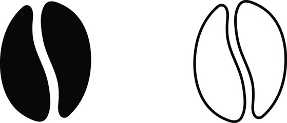 Simple coffee bean icon design in black and white, showcasing elegance and minimalism for branding purposes