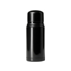 Black thermos bottle with a black cap