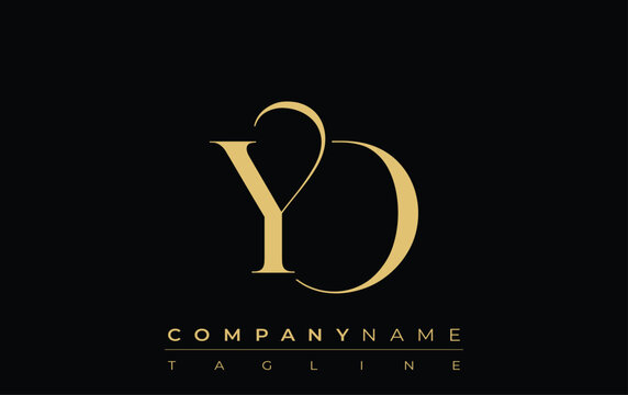 YD Abstract Creative Jewelry Logo. A stylish logo featuring golden monogram initials in an elegant and modern typography, perfect for branding