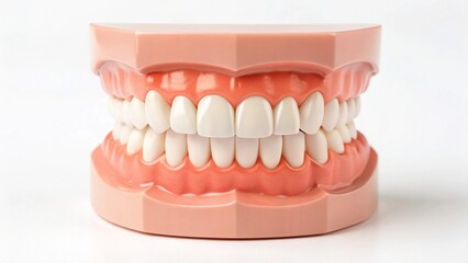 Obraz premium A detailed rendering of a human jaw model, designed to demonstrate proper dental structure and bite, useful for educational materials, dental product promotions