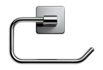 A wall-mounted paper towel holder made of chrome, suitable for a contemporary apartment bathroom.