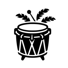 Minimalist Black SVG Silhouette of a Samba Drum for Brazilian Carnival and Music-Themed Design Projects