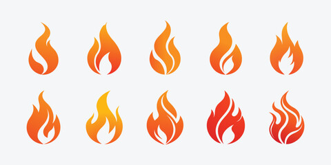 Vector Fire Flame Icon Bundle Illustration