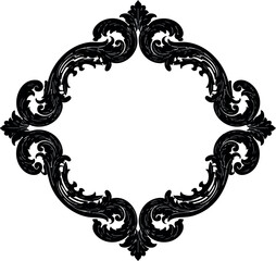 Ornate vintage decorative frame vector design with floral scrollwork elements 