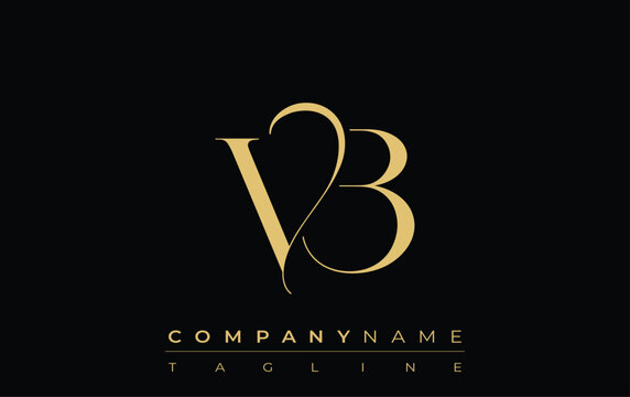 VB Abstract Creative Jewelry Logo. A stylish logo featuring golden monogram initials in an elegant and modern typography, perfect for branding
