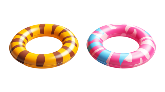 Pack Collection Tiger  Candy Floss Pool Floaties Summer Fun Graphics set against transparent background - Powered by Adobe