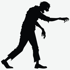Creepy zombie lurches forward with outstretched arms in classic horror style  image silhouette design vector art and illustration