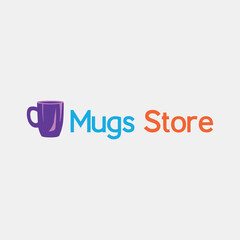 coffee mug shop logo design vector