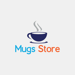 coffee mug shop logo design vector