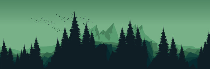 green view landscape mountain scenery vector illustration good for wallpaper design, design template, background template, and tourism design template.