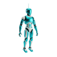 Fototapeta premium IA AI Robô Ícone Azul e Branco Brilhante Elemento 3D Render PNG Transparente