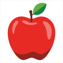 Red apple vector illustration isolated on white. Crisp fruit graphic perfect for healthy eating campaigns and back to school themes.