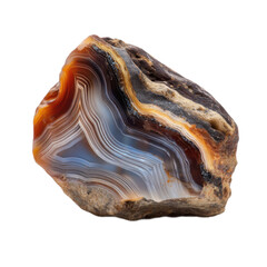 Large rock with a blue and orange stripe