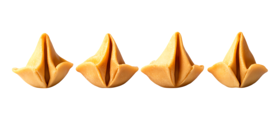 Pack Collection Four Fortune Cookies Crisp Golden and Ready to Reveal Your Destiny set against transparent background