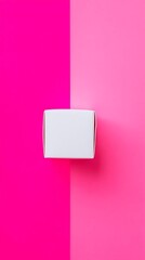 Blank white box on pink backdrop