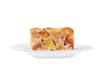 Peach cake on a white isolated background
