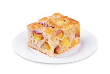 Peach cake on a white isolated background