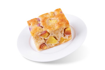 Peach cake on a white isolated background