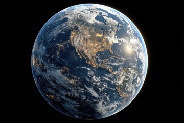 Obraz premium Stunning view of Earth from space showcasing continents and glowing city lights