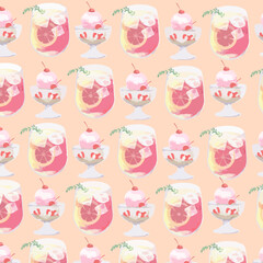 Cute Seamless Ice Cream Pattern for Summer 
