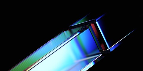 Abstract colorful shape, dark background design, 3d render