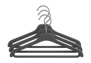 Plastic hangers for pants with a built-in trouser bar, suitable for organizing kids' clothing in a family home.