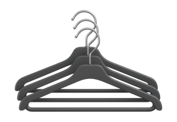 Plastic hangers for pants with a built-in trouser bar, suitable for organizing kids' clothing in a family home.