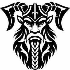 Fototapeta premium Fierce Viking Goat Powerful & Aggressive Goat Head Illustration