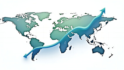 A global map with a graph of population growth superimposed