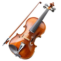 Fototapeta premium Violin and Bow isolated on a transparent background