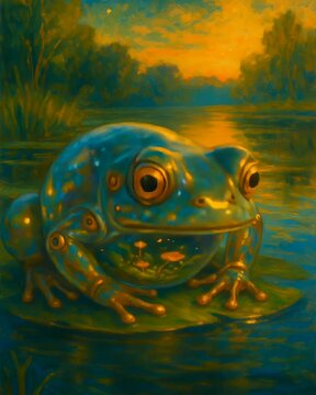 frog in water