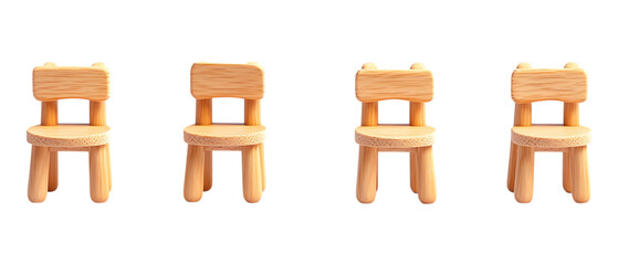Pack Collection Minimalist Wooden Chairs Simple Elegant Design set against transparent background