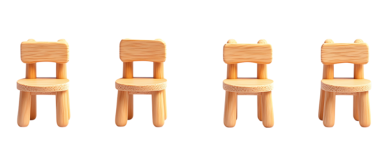 Pack Collection Minimalist Wooden Chairs Simple Elegant Design set against transparent background