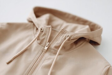 close-up of drawcord and toggles on technical softshell jacket sleeve