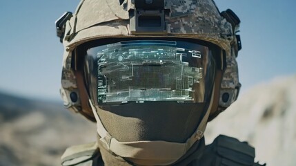 Fototapeta premium Soldier in futuristic helmet