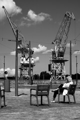 Harbor site with crane