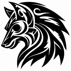 Tribal Wolf Head Design Vector Art Illustration