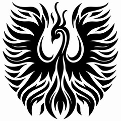 Obraz premium Mystical Phoenix Rising from Flames Elegant Tribal Design