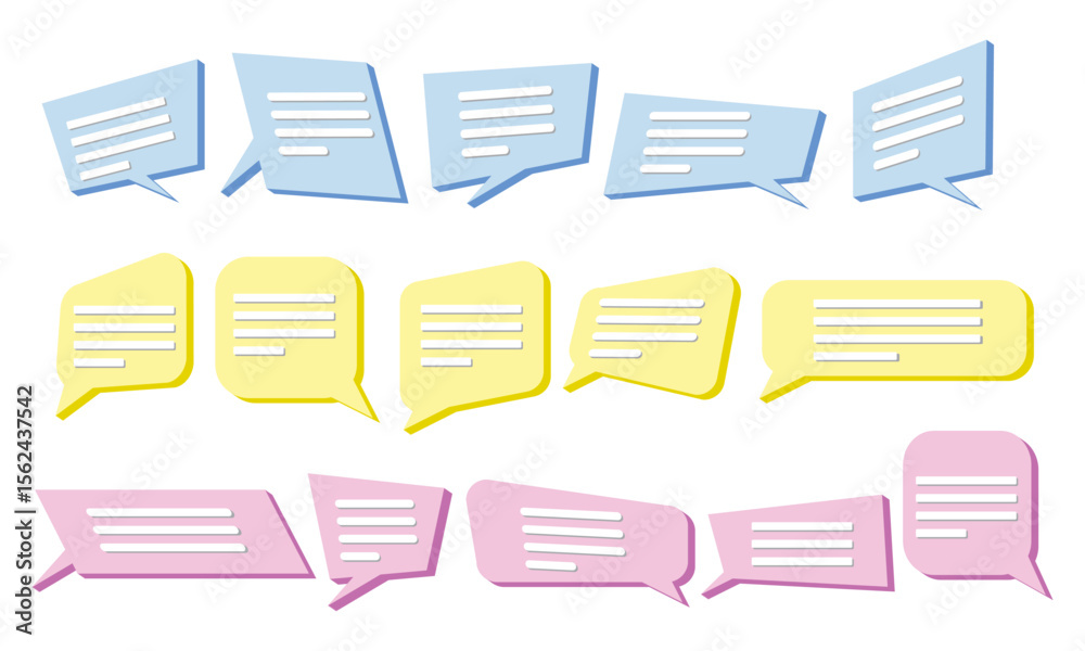 Fototapete set of speech bubbles in different colors and shapes. vector illustration.