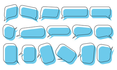 Set of speech bubbles with different shapes and colors. Vector illustration.