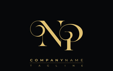 NP Abstract Creative Jewelry Logo. A stylish logo featuring golden monogram initials in an elegant and modern typography, perfect for branding © Mahamud